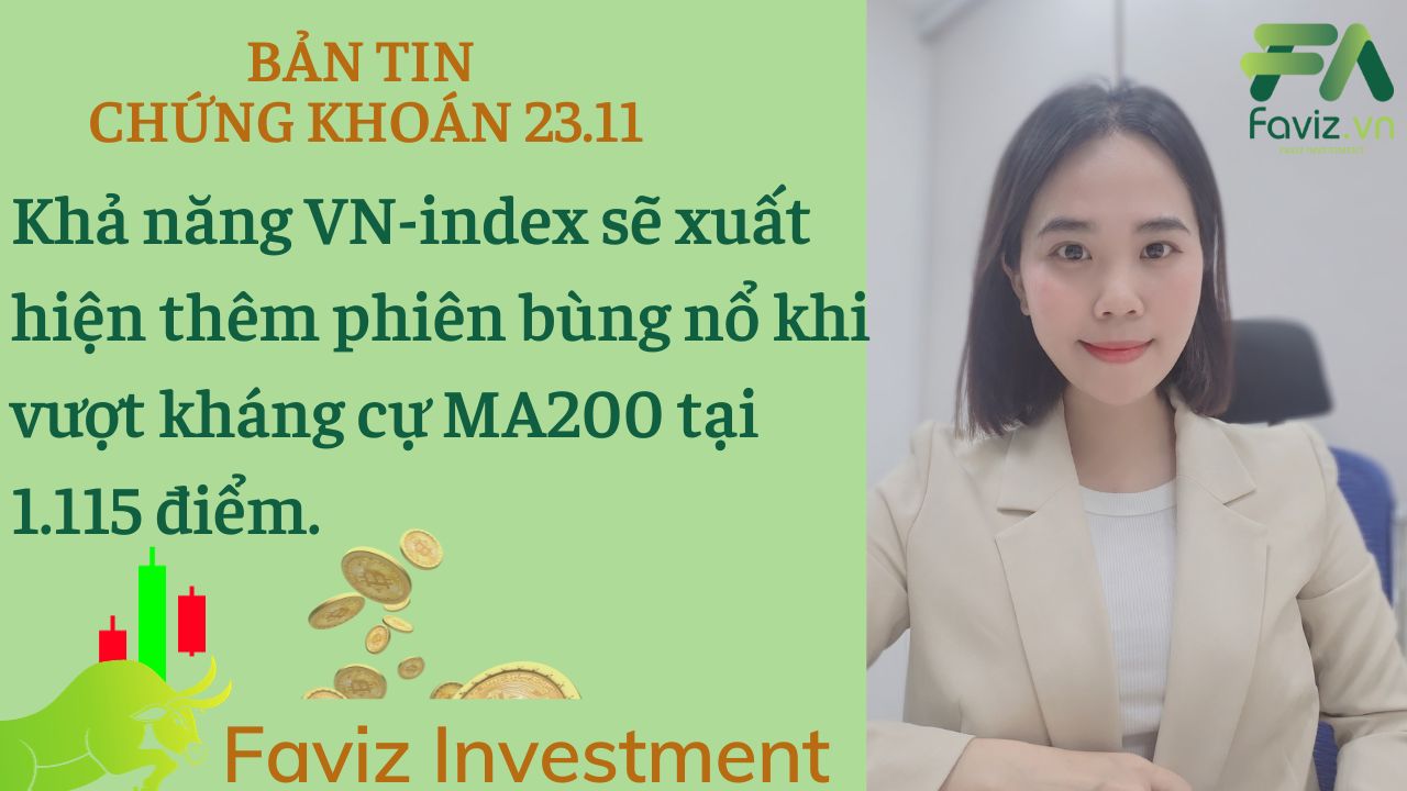 23/11/2023 Khả năng VN-index sẽ xuất hiện thêm phiên bùng nổ khi vượt kháng cự MA200