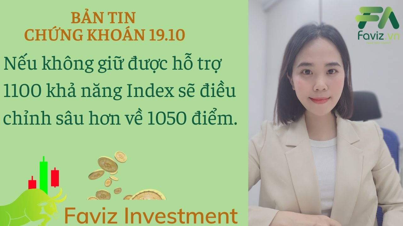 19/10/2023 Nếu không giữ được hỗ trợ 1100 khả năng Index sẽ điều chỉnh sâu hơn về 1050 điểm.