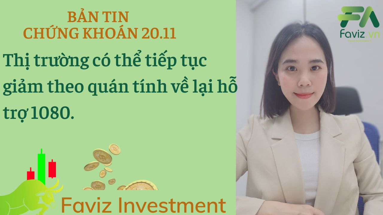 20/11/2023 Thị trường có thể tiếp tục giảm theo quán tính về lại hỗ trợ 1080