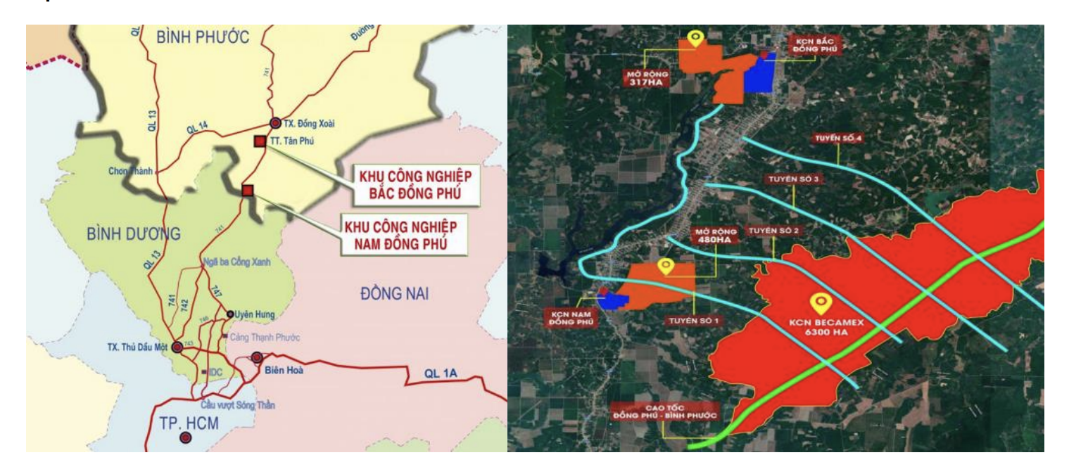 Vị trí khu công nghiệp Đồng Phú